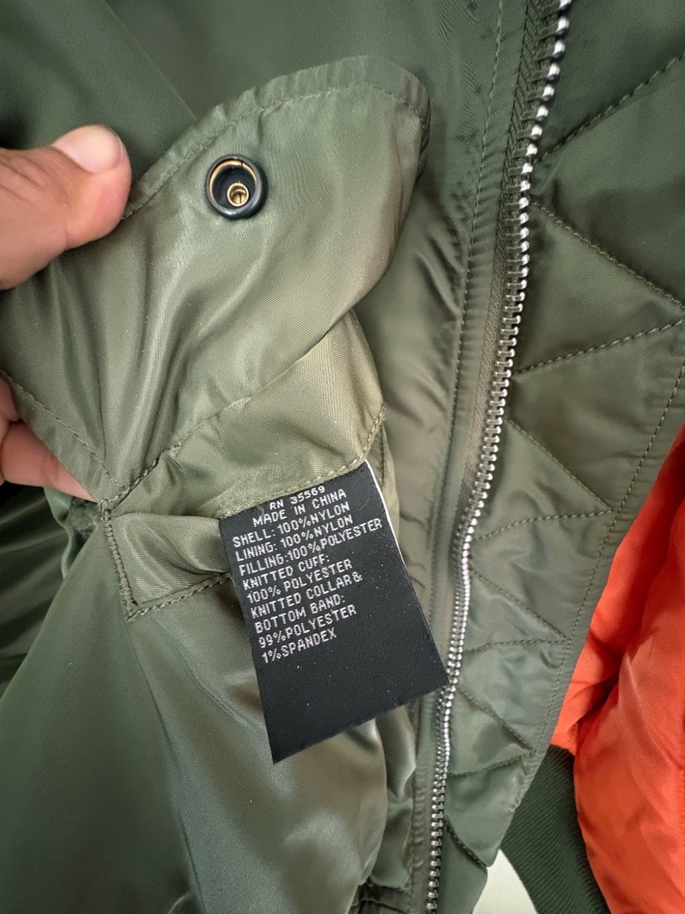 Size XS Alpha Industries MA-1 Military Bomber Flight Jacket Sage Green - Picture 12 of 14